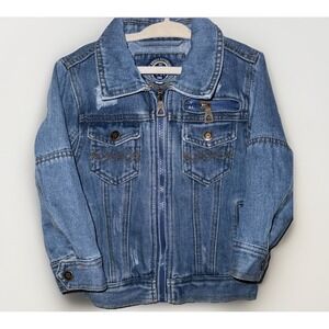 Urban Republic boys' Denim Jean Jacket Distressed Blue Zippered 2T